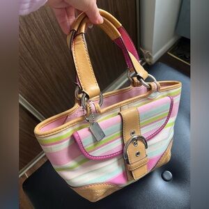 Coach 1888 Hampton Multicolor Striped Leather Tote